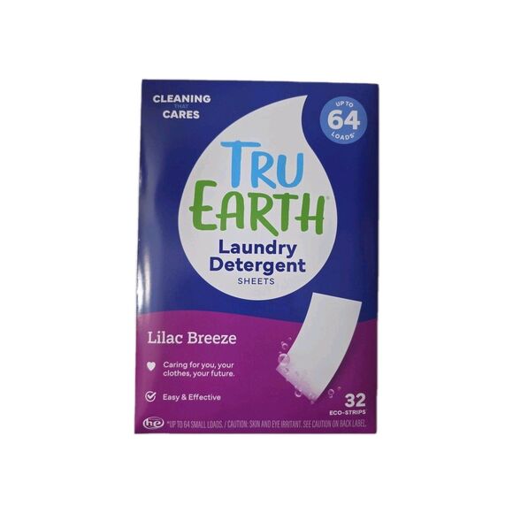 Tru Earth Lilac Breeze Eco-Strips Laundry Detergent 32 Sheets Set of 2 New Seale - Picture 2 of 4